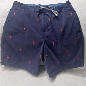 Daniel Cremieux Men’s swim trunks navy with embroidered flamingos size Large